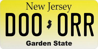 NJ license plate D00ORR