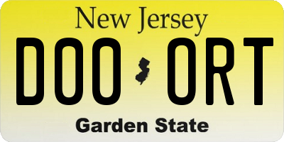 NJ license plate D00ORT