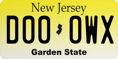 NJ license plate D00OWX