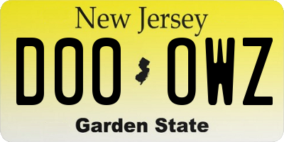 NJ license plate D00OWZ