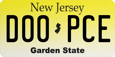 NJ license plate D00PCE
