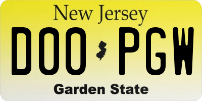 NJ license plate D00PGW