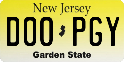 NJ license plate D00PGY