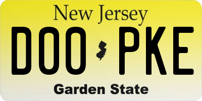 NJ license plate D00PKE
