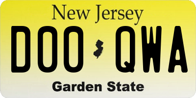 NJ license plate D00QWA