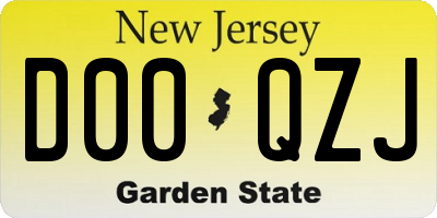 NJ license plate D00QZJ