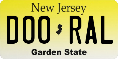 NJ license plate D00RAL