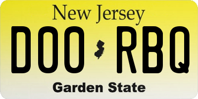 NJ license plate D00RBQ