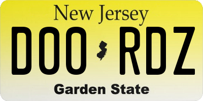 NJ license plate D00RDZ