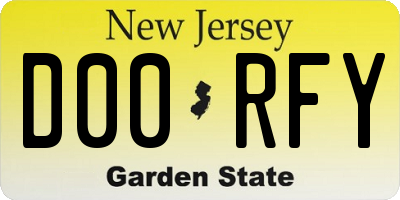 NJ license plate D00RFY