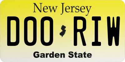 NJ license plate D00RIW