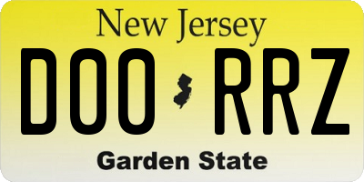 NJ license plate D00RRZ