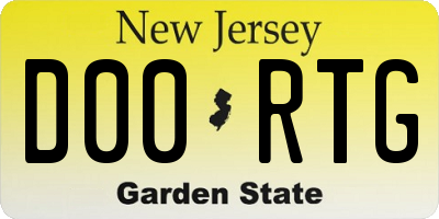 NJ license plate D00RTG