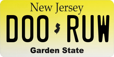 NJ license plate D00RUW