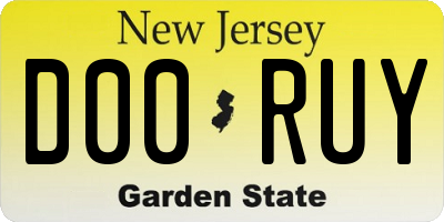 NJ license plate D00RUY