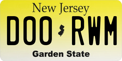 NJ license plate D00RWM