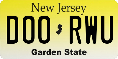 NJ license plate D00RWU