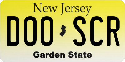 NJ license plate D00SCR