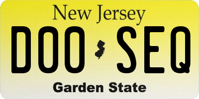 NJ license plate D00SEQ