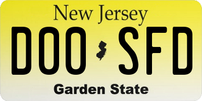 NJ license plate D00SFD