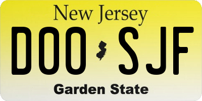 NJ license plate D00SJF