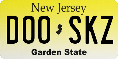 NJ license plate D00SKZ