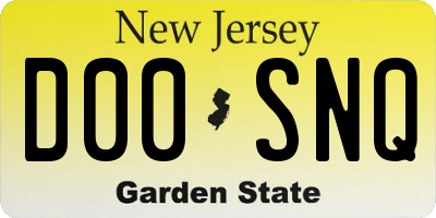 NJ license plate D00SNQ