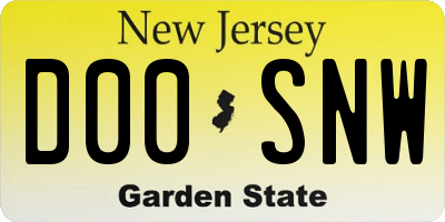 NJ license plate D00SNW