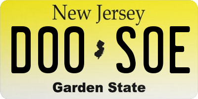 NJ license plate D00SOE