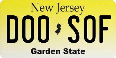 NJ license plate D00SOF