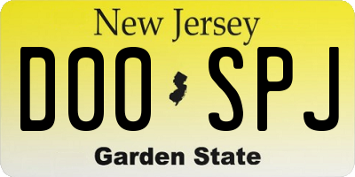NJ license plate D00SPJ