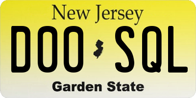 NJ license plate D00SQL