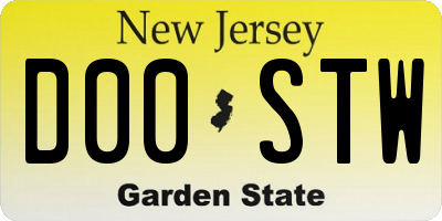 NJ license plate D00STW