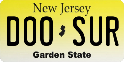 NJ license plate D00SUR