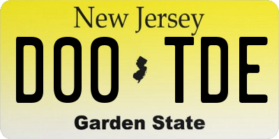 NJ license plate D00TDE