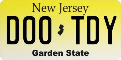 NJ license plate D00TDY