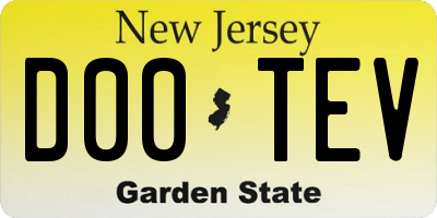 NJ license plate D00TEV