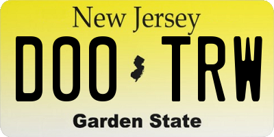 NJ license plate D00TRW
