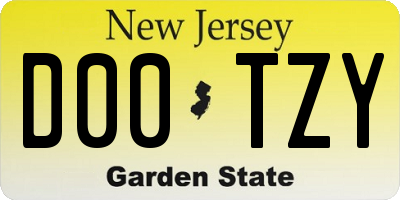 NJ license plate D00TZY