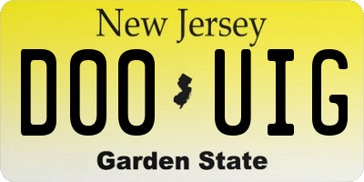 NJ license plate D00UIG