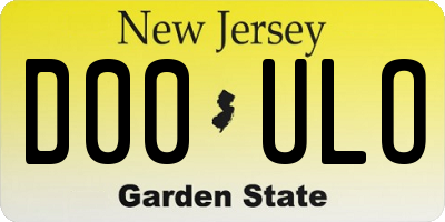 NJ license plate D00ULO