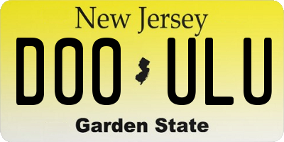 NJ license plate D00ULU