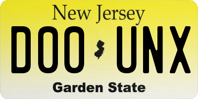 NJ license plate D00UNX