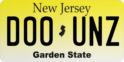 NJ license plate D00UNZ