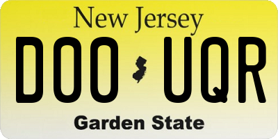NJ license plate D00UQR