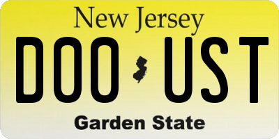 NJ license plate D00UST