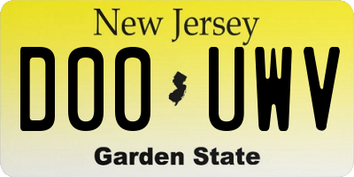 NJ license plate D00UWV