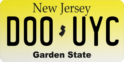 NJ license plate D00UYC