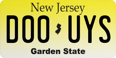 NJ license plate D00UYS