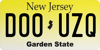 NJ license plate D00UZQ